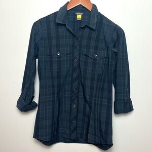 Eddie Bauer Womens Button Down Plaid Hiking Outdoors Shirt Top Sz XS